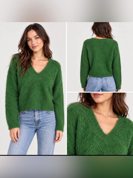 pistola Sweaters - Pistola Kit Fuzzy V-Neck Longsleeve Pullover Sweater size XS